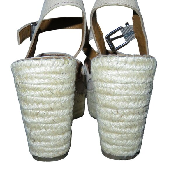 Franco Sarto Takara Tan Espadrille Leather Upper Platform Wedge Sandal sz 8.5 - Picture 4 of 11